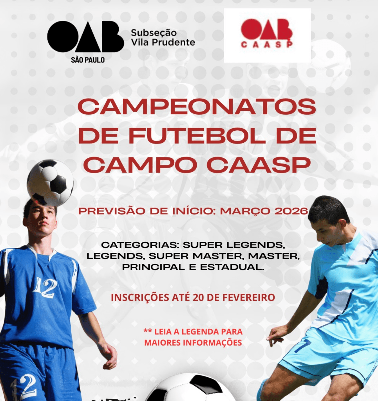 CAASP: Campeonatos de Futebol de Campo 2026